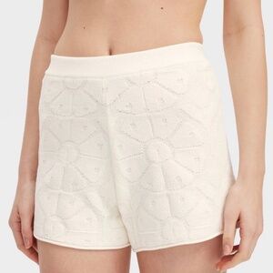 Roller Rabbit x target daisy floral embossed cream terry shorts drawstring Small